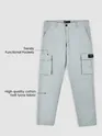 Mist Grey Solid Cargo Pants For Men