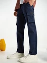 Dark Space Blue Solid Cargo Pants for Men
