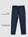 Dark Space Blue Solid Cargo Pants for Men