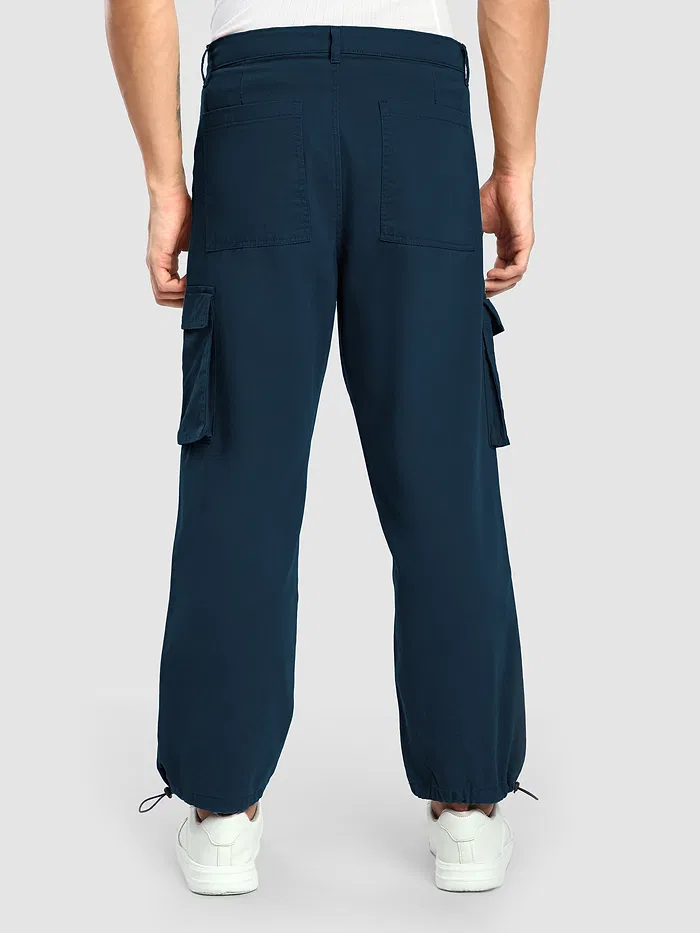Navy Blue Statement Cargo Pants