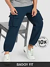 Navy Blue Statement Cargo Pants