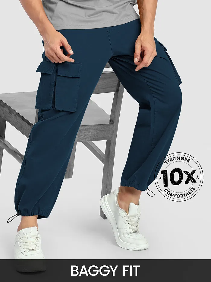 Navy Blue Statement Cargo Pants
