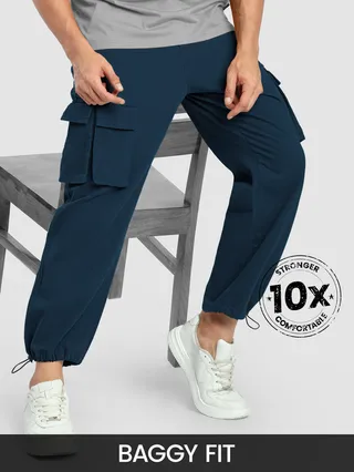 Navy Blue Statement Cargo Pants