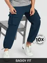 Navy Blue Statement Cargo Pants