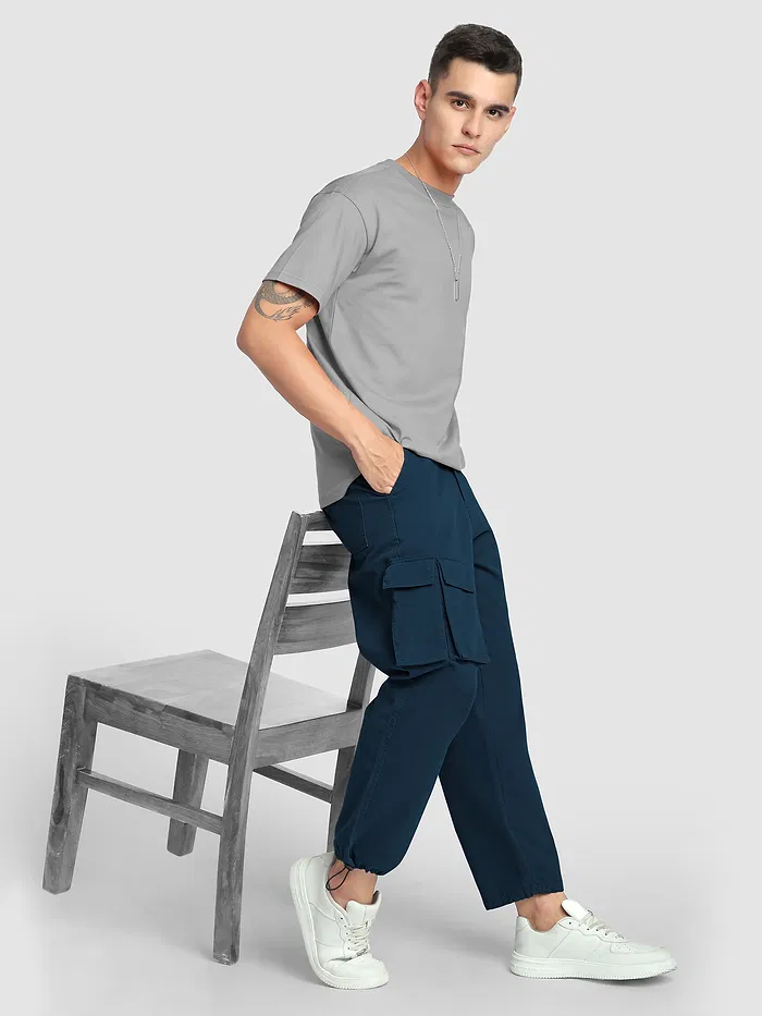 Navy Blue Statement Cargo Pants