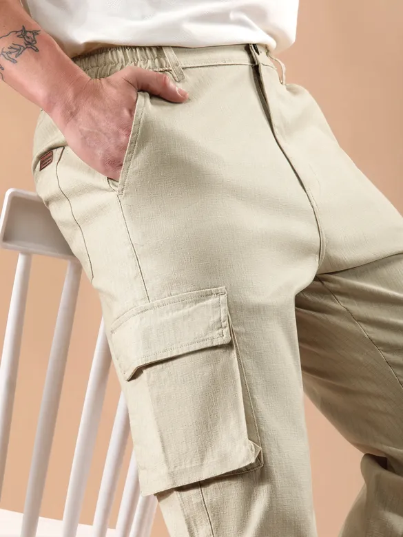 Off White Striped Side Elasticated Cargo Trousers