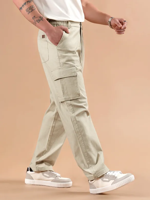 Off White Striped Side Elasticated Cargo Trousers