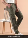 Olive Striped Side Elasticated Cargo Trousers