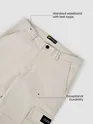 Pale Grey Solid Cargo Pants for Men
