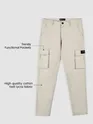 Pale Grey Solid Cargo Pants for Men