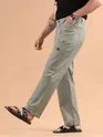 Pale Grey Striped Patch Pocket Cargo Trousers