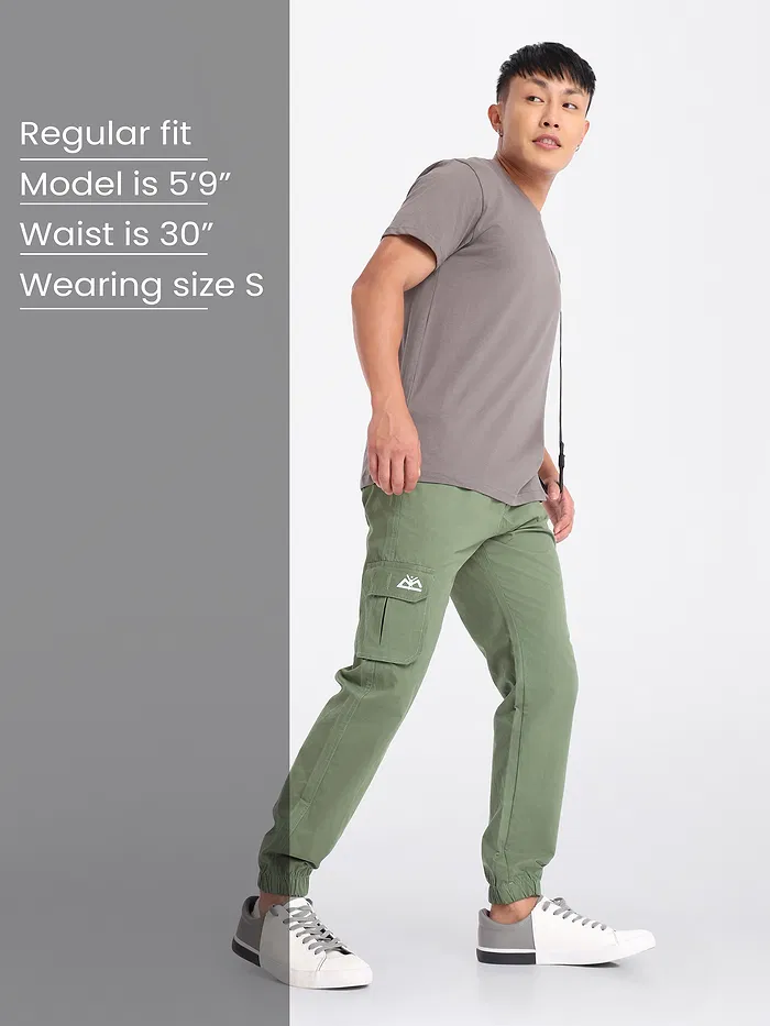 Sage Green Cotton Cargo Joggers