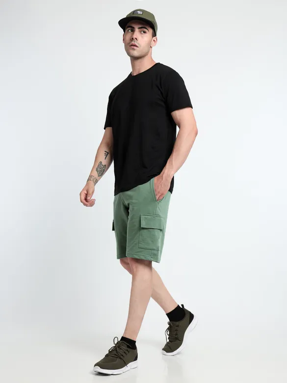 Sage Green Knitted Shorts for Men
