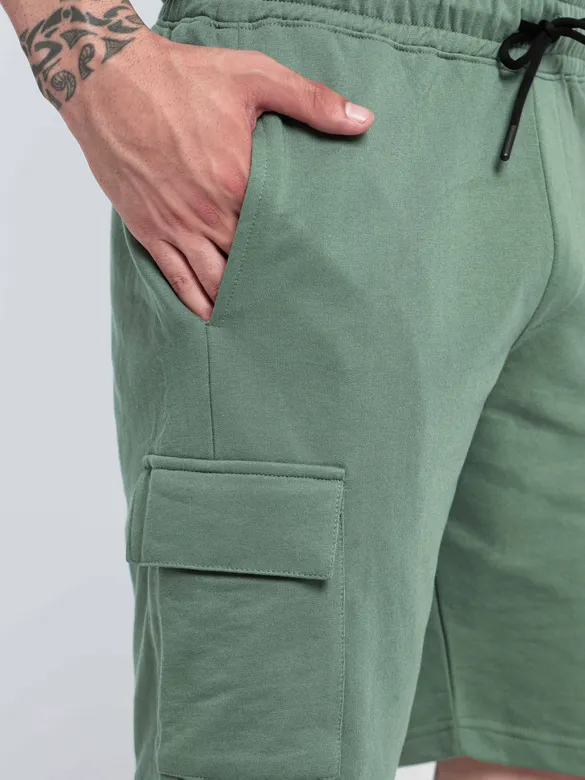 Sage Green Knitted Shorts for Men
