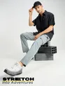 Mist Grey Solid Cargo Pants For Men