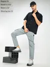Mist Grey Solid Cargo Pants For Men