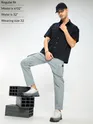 Mist Grey Solid Cargo Pants For Men