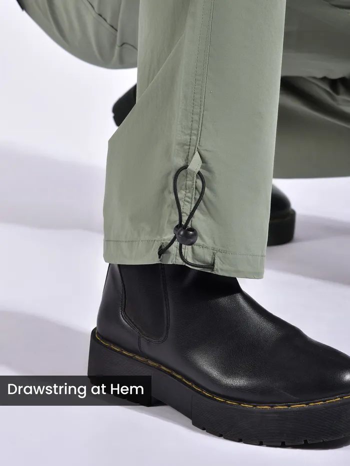 Tea Green Slant Pocket Cargo Pants