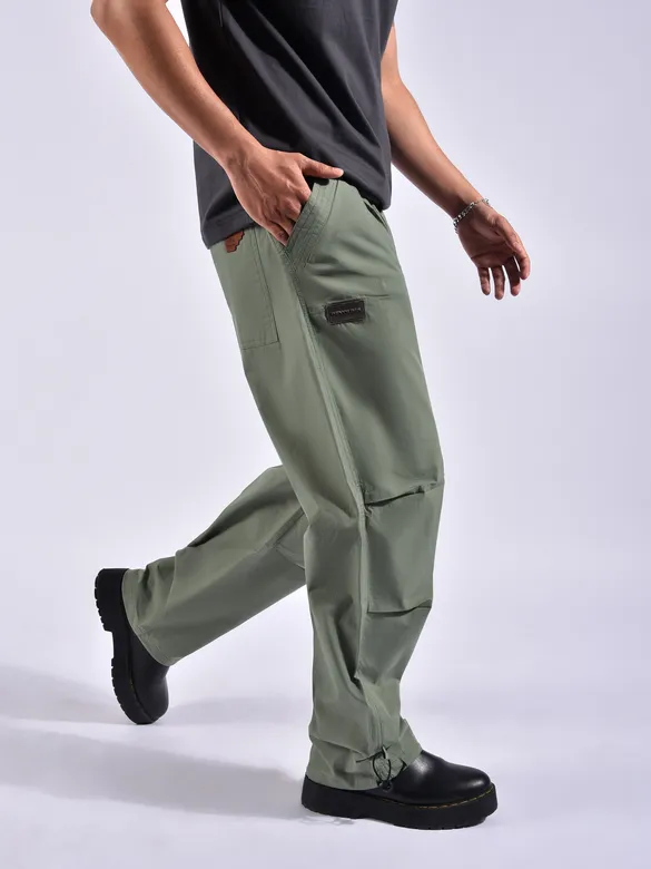 Tea Green Slant Pocket Cargo Pants
