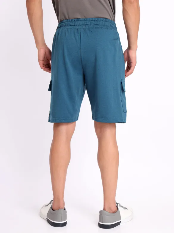 Teal Blue Knitted Shorts for Men