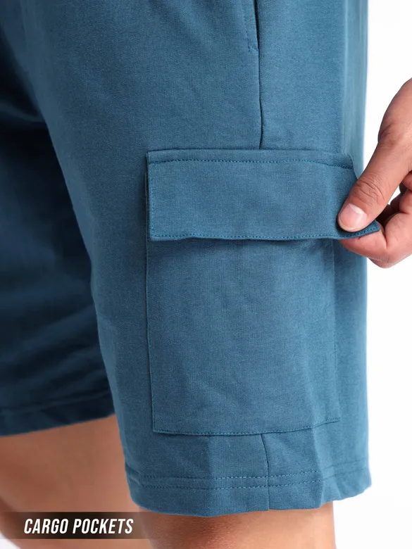 Teal Blue Knitted Shorts for Men