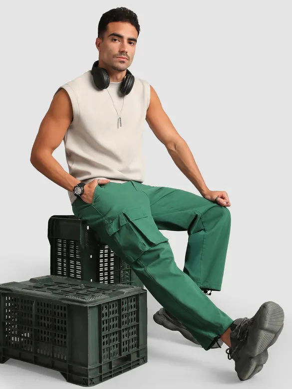 Tropical Green Statement Cargo Pants
