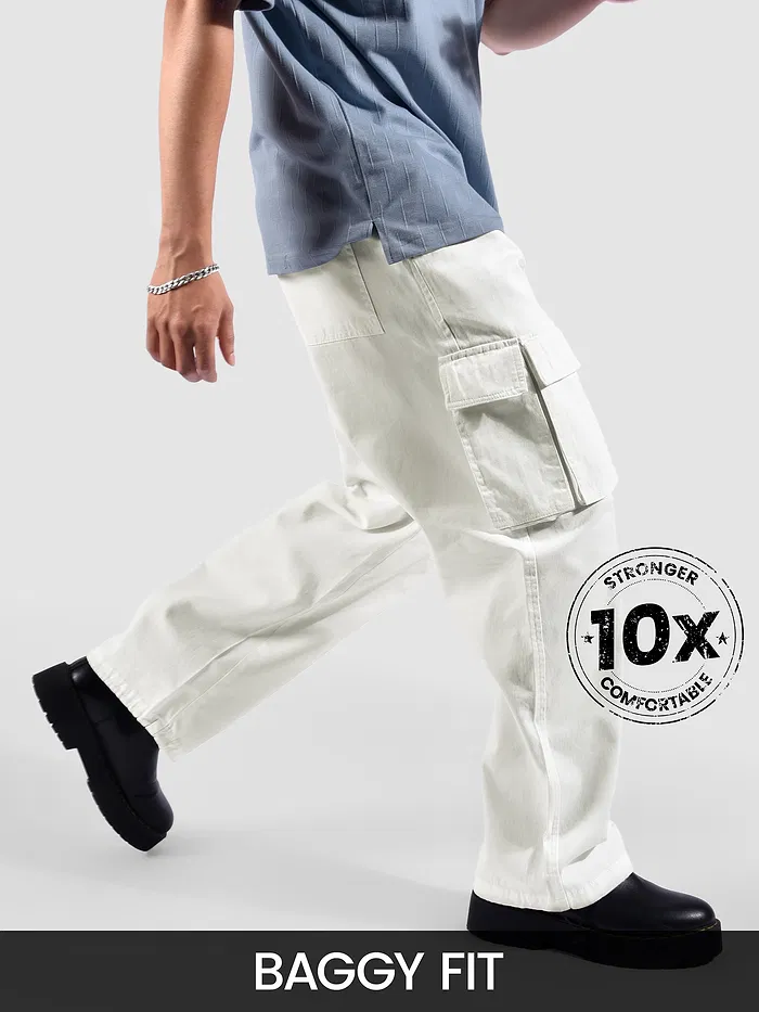 White Statement Cargo Pants