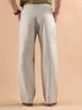 Beige Striped Side Pocket Cargo Trousers