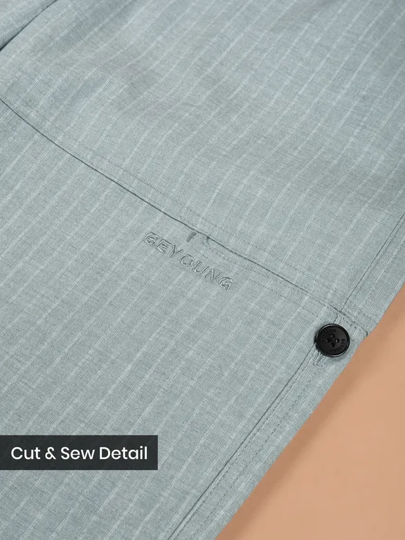 Light Blue Striped Side Pocket Cargo Trousers