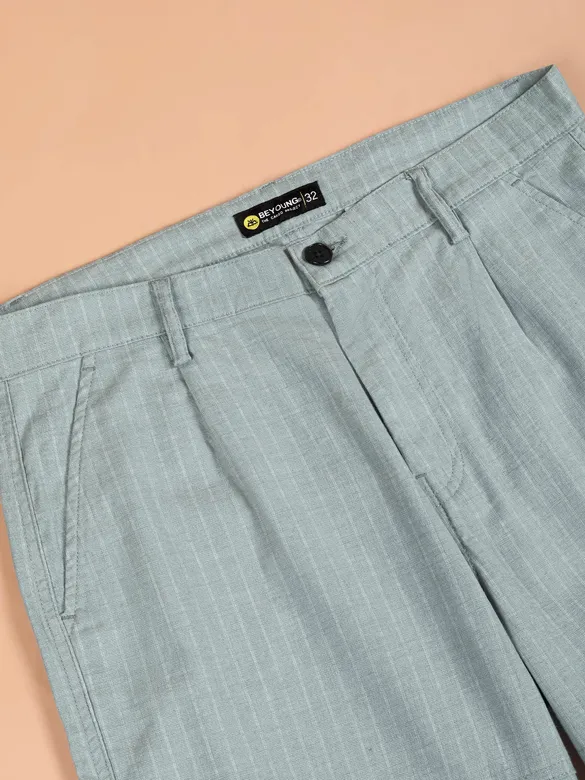 Light Blue Striped Side Pocket Cargo Trousers
