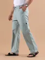 Light Blue Striped Side Pocket Cargo Trousers