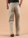Sand Beige Striped Side Pocket Cargo Trousers