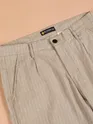 Sand Beige Striped Side Pocket Cargo Trousers