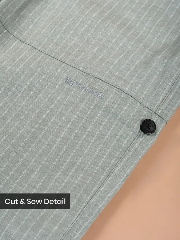 Seafoam Green Striped Side Pocket Cargo Trousers