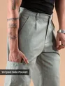 Seafoam Green Striped Side Pocket Cargo Trousers