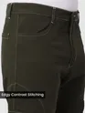 Dark Brown Cut And Sew Contrast Stitch Cargo Pants