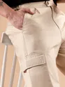 Beige Adjustable Side Buckle Cargo Trousers