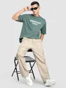 Beige Side Elasticated Cargo Pants