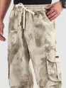 Beige Oversized Camo Cargo Pants
