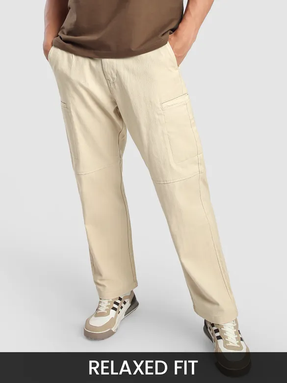 Beige Welt Pocketed Cargo Pants