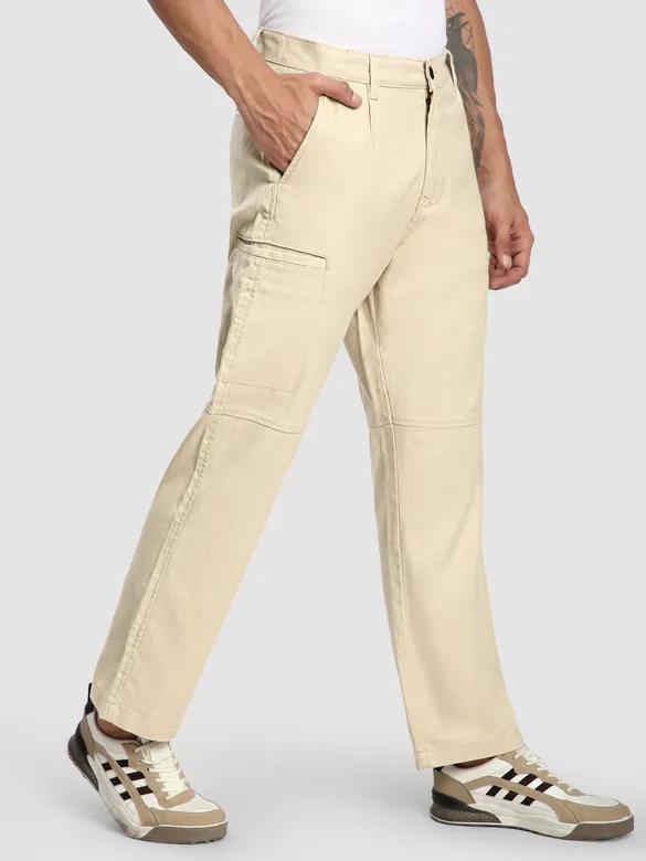 Beige Welt Pocketed Cargo Pants