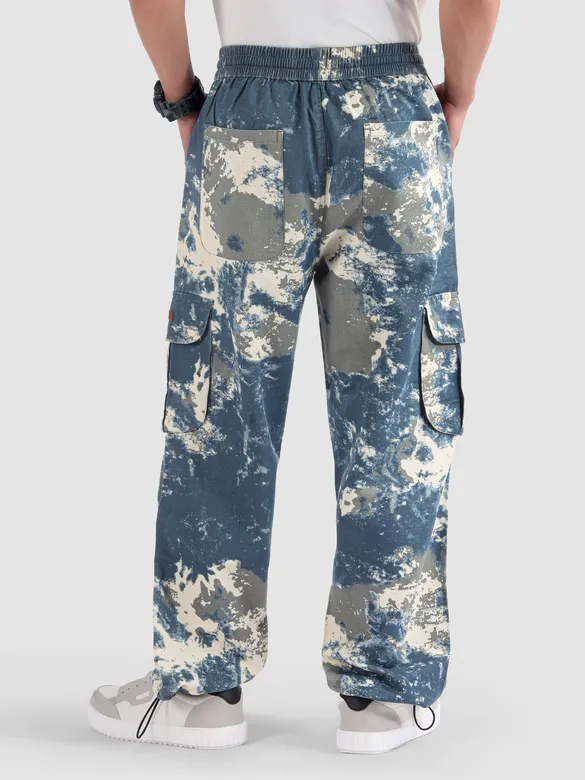 Blue Oversized Camo Cargo Pants