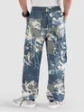 Blue Oversized Camo Cargo Pants