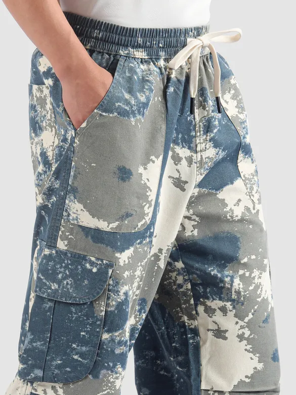 Blue Oversized Camo Cargo Pants