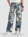 Blue Oversized Camo Cargo Pants