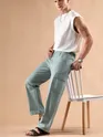 Caded Blue Adjustable Side Buckle Cargo Trousers