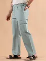 Caded Blue Adjustable Side Buckle Cargo Trousers