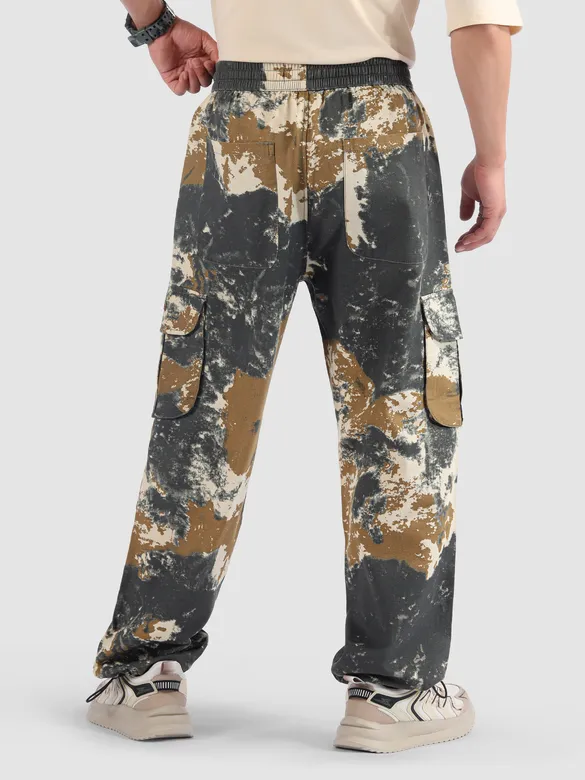 Dark Grey Oversized Camo Cargo Pants