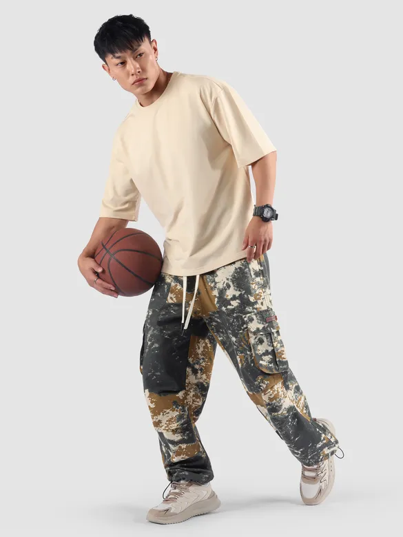 Dark Grey Oversized Camo Cargo Pants