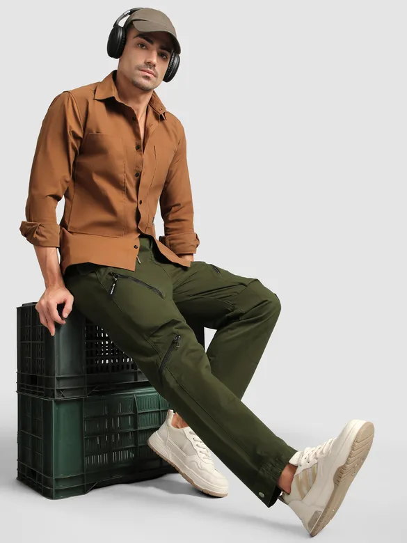 Olive 4 Pocket Utility Zipper Cargo Pants